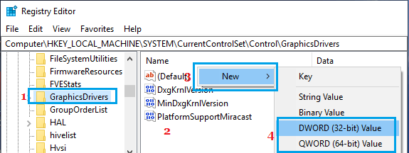 Create New DWORD in GraphicsDrivers Folder Using Windows Registry Editor