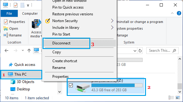 Disconnect Shared Network Drive