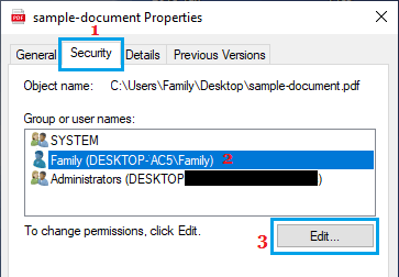 Edit File Security Permissions Option