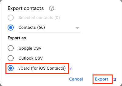Exportar contactos de Gmail como vCard