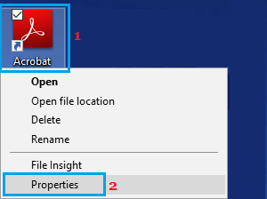 Open Adobe Acrobat Properties