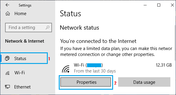Open Network Properties on Windows PC