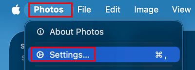 Open the Settings Menu in Photos App