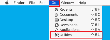 Go to Utilities Folder on Mac 