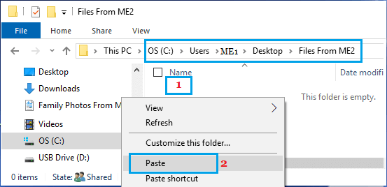 Paste Files Into Another User Account Folder
