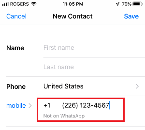 Phone Number is Not on WhatsApp Confirmation