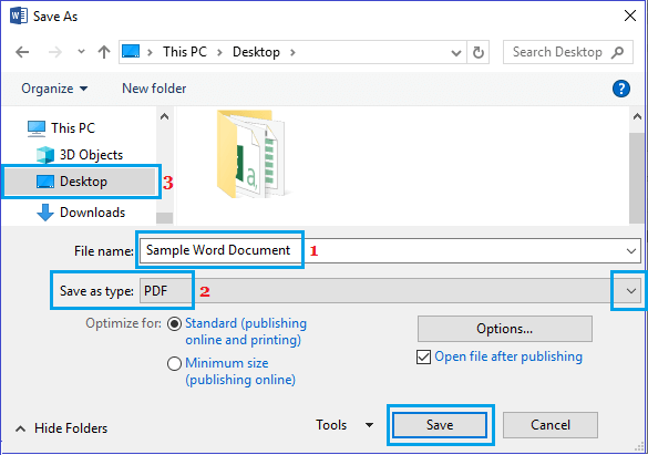 Save Microsoft Word to PDF Format