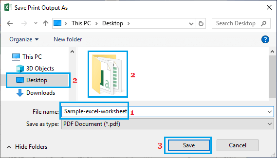 Save the PDF Printed Wordsheet to Computer