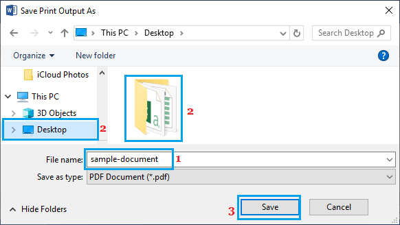 Save Printed PDF Document in Windows 10
