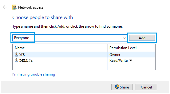 Add User For File Sharing on Windows Computer