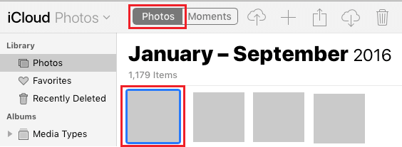 Select First Photo on iCloud