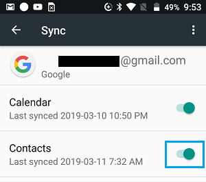 Sync Contacts Option in Gmail