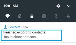 Downloaded Contacts File Notification on Android phone