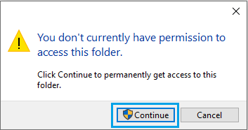 You don't have permission to access this folder pop-up
