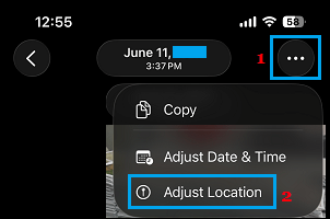 Select Adjust Location Option for Photo on iPhone