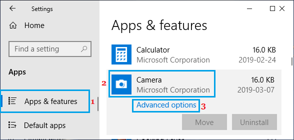 Windows Camera App Advanced Options 