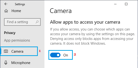 Allow Apps to Access Camera on Windows Computer