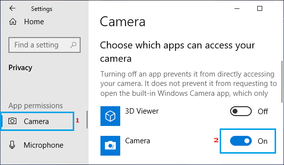 Allow Camera App to Access Webcam