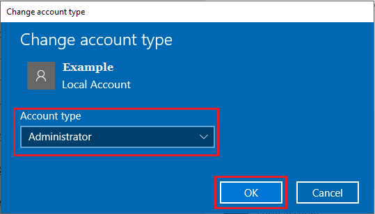 Change Account Type to Admin on Windows PC