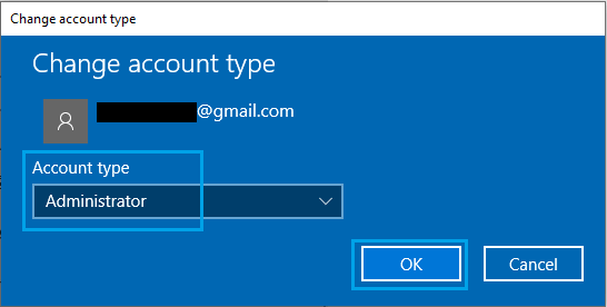 Change Windows Account Type to Admin