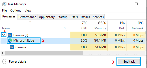 Terminate Apps Using Camera Using Device Manager