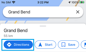 Directions Tab in Offline Google Maps