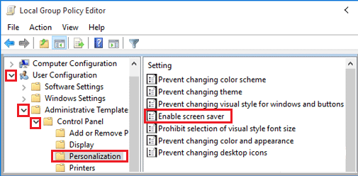 Enable Screen Saver Group Policy