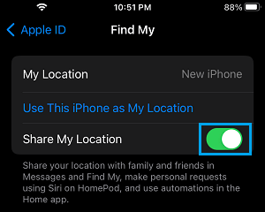 Enable Share My Location Option on iPhone