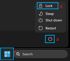 Lock Screen Windows Computer Using Start Button