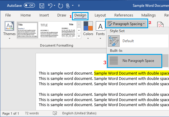 remove paragraph spacing in word