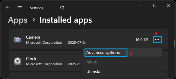 Open Camera App Advanced Options