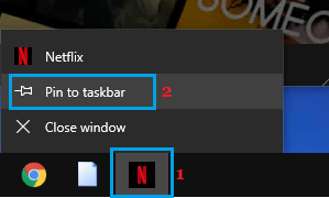 Pin Open App or Program to Taskbar in Windows 10