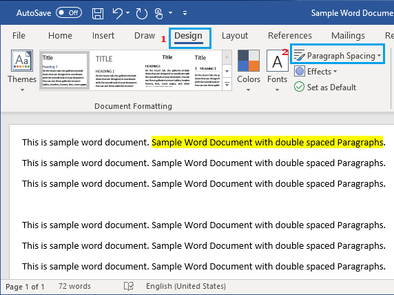 Paragraph Spacing Option in Microsoft Word