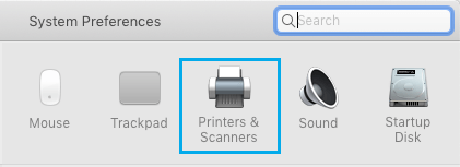 Printers & Scanners Tab on Mac System Preferences Screen