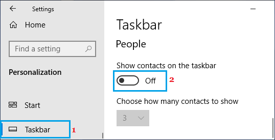 Do Not Show Contacts on Taskbar