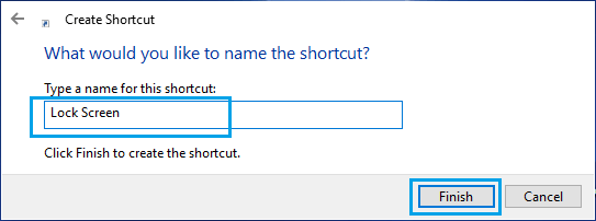Rename Shortcut as Lock Screen