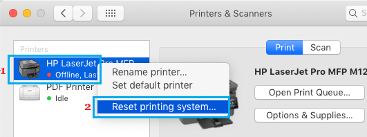 Reset Printing System on Mac