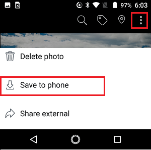 Save to Facebook Photo to Phone