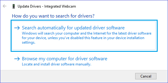 Search Automatically For Webcam Driver