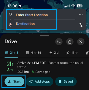 Start Offline Navigation Using Google Maps