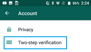 Two-Step Verification Option in WhatsApp