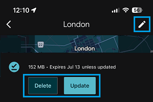Update or Delete Offline Google Maps on iPhone