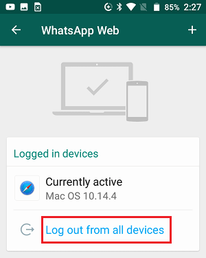 Logout From All Devices WhatsApp