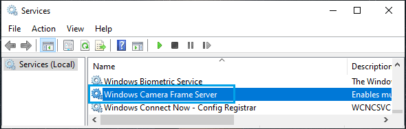 Windows Camera Frame Server