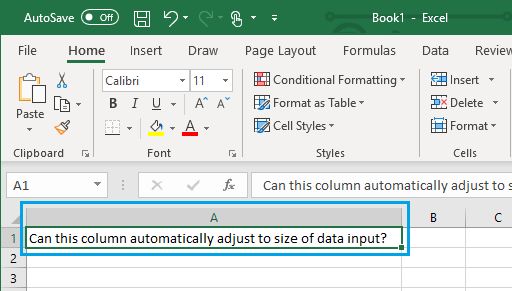 Excel Column AutoFit to Data Size