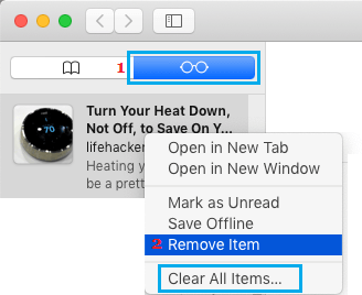 Clear Safari Reading List on Mac