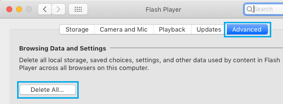 Delete All Browsing Data and Settings on Flash Player Mac