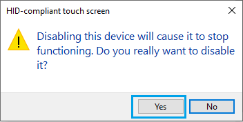 Disable Touch Screen Pop-up