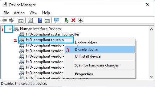 Disable Touch Screen on Windows 10
