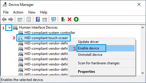 Enable HID Compliant Touch Screen